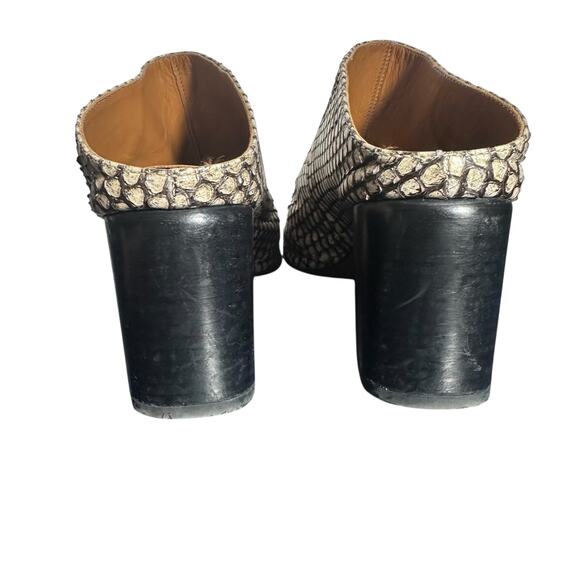 Aquatalia Python Embossed Leather Peep Toe Block Heel Mule 9.5 Italy - Picture 4 of 12